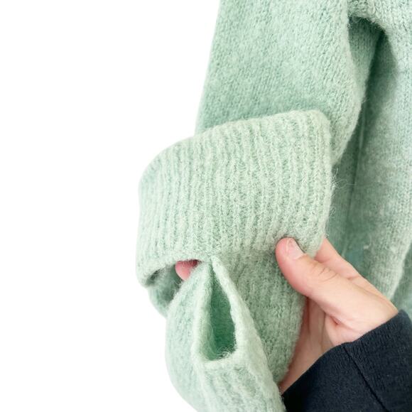 Tibi Green Airy Alpaca V Neck Sweater Sz L - Picture 2 of 5